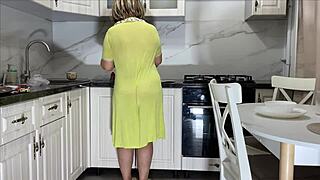 experienced milf's thick ass devours young stepson's throbbing cock anally