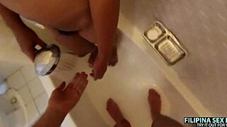 can you believe this hairy pussy asian shower slut takes her bf's monster cock doggystyle?!