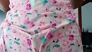 Curvy Homemade Latina Model Strips Innocent Sexy Pink Pajamas For Softcore Tease