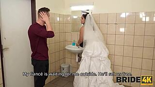 bride sneaks off to locked wc with stranger and cheats on groom with fat ass pounding