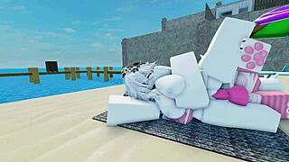 shark goes crazy on beach in roblox 🏖️🐋💥