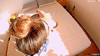 27 weeks pregnant chokes on daddy's cock then pussy creampie swallow