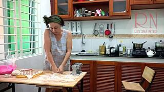 Nudist Regina Noir Cooks Ravioli Naked As Hotel Maid Housewife!