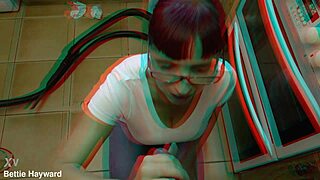 bettie hayward drops to knees deepthroating repairman's cock in steamy 3d