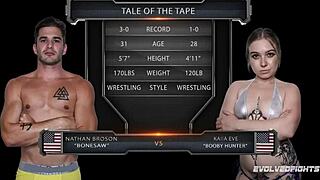 kaiia eve wrestles nathan bronson nude then he eats pussy before hardcore fuck