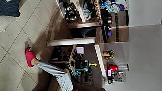 Spying Horny Stepmom In PJs Leads To Kitchen Fuck Bare Naked