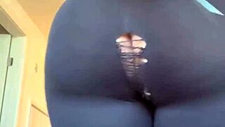 Pawg bends stretches ripping tight pants exposing curves