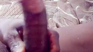 africa man strokes his juicy black ass in solo anal play