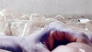 africa man strokes his juicy black ass in solo anal play