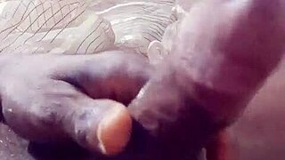 africa man strokes his juicy black ass in solo anal play