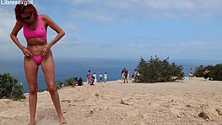 naked public beach flashing shaved pussy tits 😈🌞