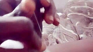 africa man strokes his juicy black ass in solo anal play