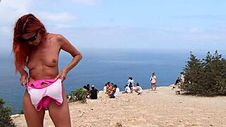 naked public beach flashing shaved pussy tits 😈🌞