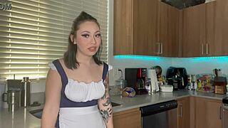 tiny maid begs for raise 😩 big tits bounce