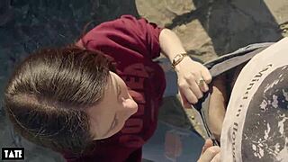 amateur skinny tattooed whore deepthroats stranger cock outdoors