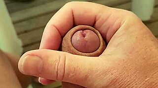 Super excited handjob flash on campsite terrace nearly cumming in public