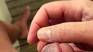 Super excited handjob flash on campsite terrace nearly cumming in public