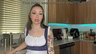 tiny maid begs for raise 😩 big tits bounce