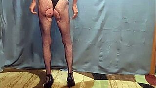 busy-bottom rocks new fishnet body stocking and heels in hd