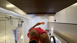 Raver babe strips slutty festival outfit flashing hairy pussy and ass