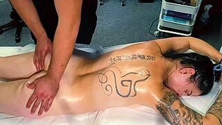 Male Masseuse Gives Tattoo Girl Erotic MASSAGE She Begs For ROUGH FUCK