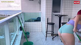 HIRED THIS BRAZILIAN MAID IN MINI SHORTS SHE'S SO NAUGHTY GOT ME EXCITED!