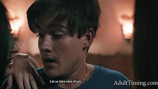 😈 two evil milfs corrupt family at adult cinema gangbang spree!