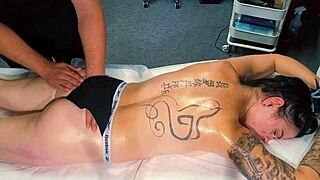 Male Masseuse Gives Tattoo Girl Erotic MASSAGE She Begs For ROUGH FUCK
