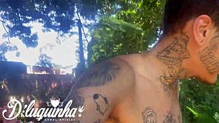 we fuck naughty tattooed squirter outdoors public almost caught by homeless flashing pussy