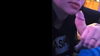 daddy watches close-up sloppy blowjob from big tits curvy wife handjob tease cumshot