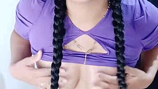 allisonvega milf brunette strips teasing natural tits in slow seductive reveal