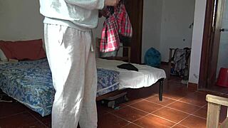 CAUGHT PERVERTED 18YO SISSY STEPSON STROKING SLUT CLOTHES