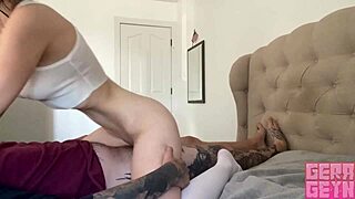 Gerageyn unwraps her best birthday gift: huge cock slamming her tight wet pussy nonstop