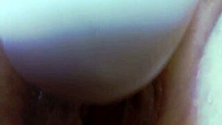 whoa mature mom uses magic wand on her huge wet pussy lips close up