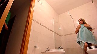 MY STEPMOM CATCHES ME PEEKING IN SHOWER BUT INVITES MY HUGE COCK FOR WET BLOWJOB AND FUCK