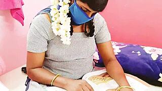 schoolgirl chats dirty in telugu during her first real fuck session