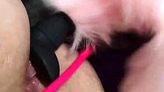 chubby fox takes double penetration from two studs