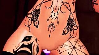 Trans girl stuffs dildo deep in her ass while riding hard in VR until she cums explosively