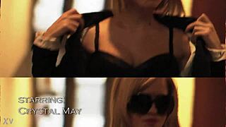 Glamorous cristal strips slowly revealing her adorable curves