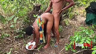 Young Village Girl Bent Over Fucked by Big Black Cock Outdoors