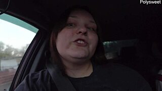 Curvy BBW Femdom Fucks Herself With Vibrator In Public Car