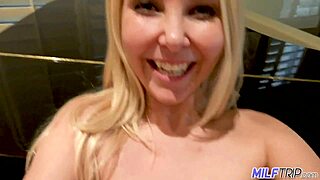 how does horny blonde milf mommy take fat monster cock pounding clothes ripped creampie pov?