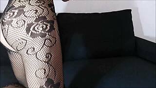 Farting brown asshole stretched by huge dildo