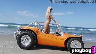 damn amy lee summers' huge fake tits and curvy body look so naked outdoors