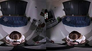 redhead slut, take your punishment with shaved pussy in dark room vr.