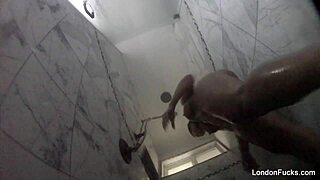 london keyes steps into steamy shower for solo rinse