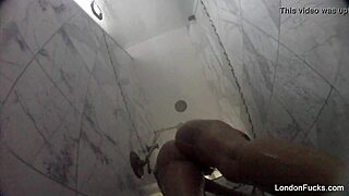 london keyes steps into steamy shower for solo rinse