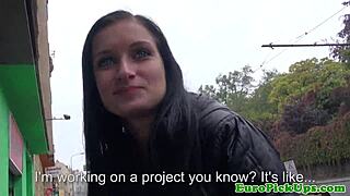 A euro slut flashes and fucks publicly for quick cash outdoors