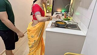 indian big ass wife gets so horny in kitchen she needs wet pussy filled now