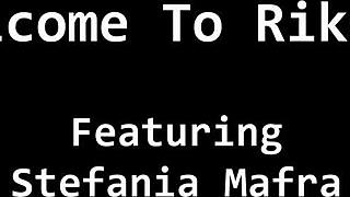 backstage with stefania mafra's latex gloves and heels spreading those big tits 😈🔥